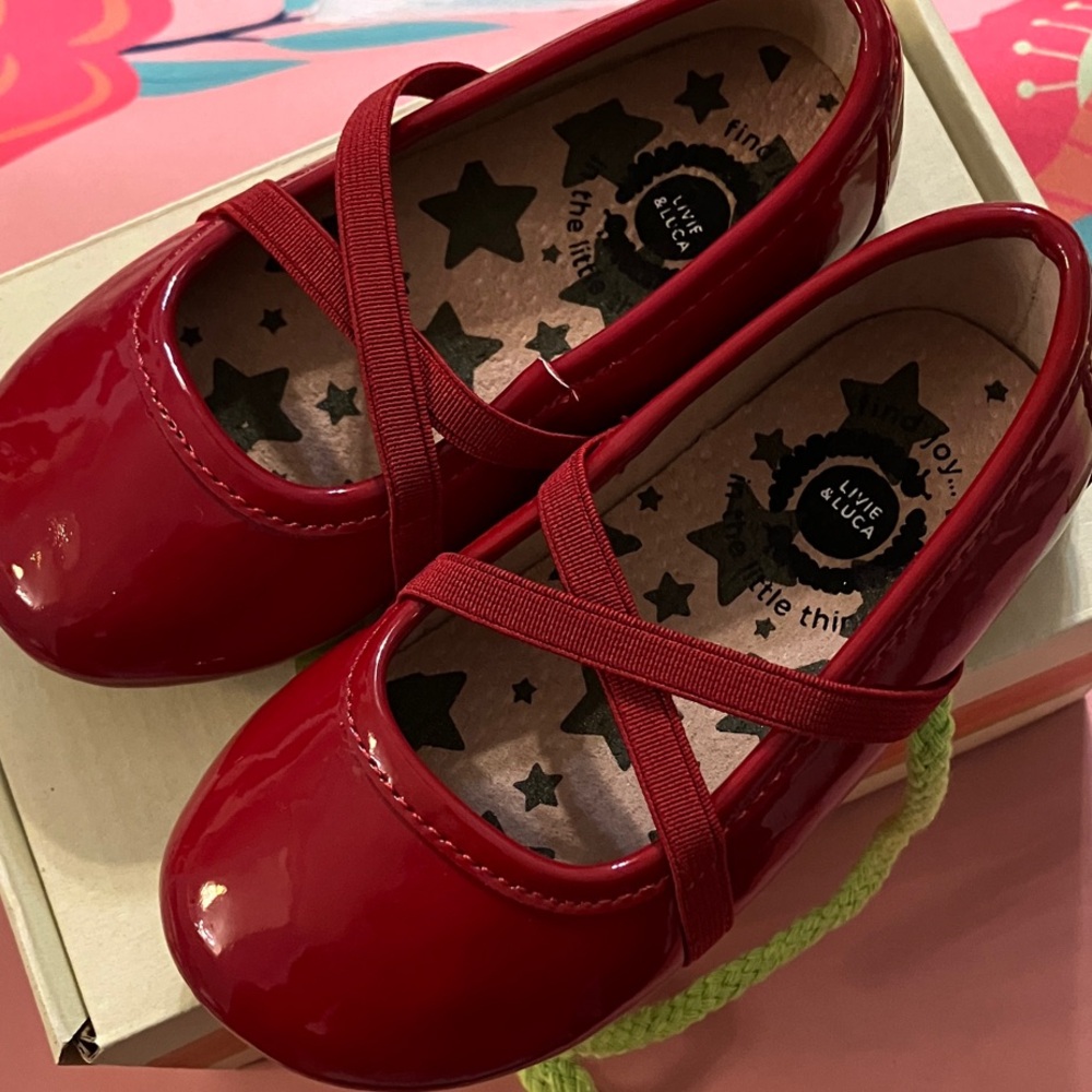 Livie & Luca Shiny Red Dress Shoes for Kids